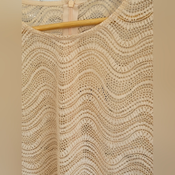 NWT ZARA Ladies Long Sleeve Lightweight Lace Cropped Blouse Crew Neck Scalloped - Picture 3 of 8